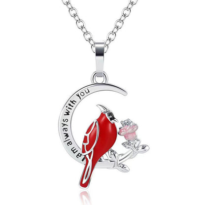 Creative Heart Shaped Cardinal Pendant Necklace, Exquisite Party Commemorative Accessory Gift Jewelry Anniversary Party Gifts, Valentine's Day Gift